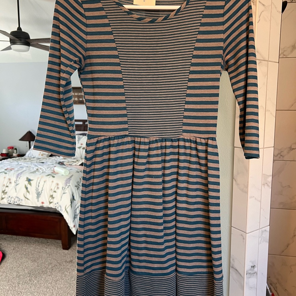 Anthropologie Striped Dress - Blue and Gray
